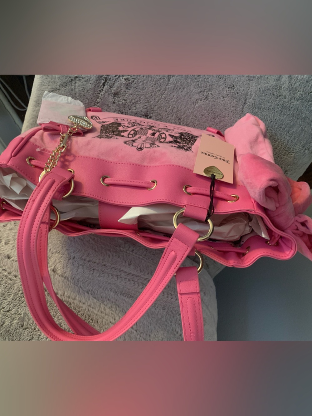 🆕- STUNNING JUICY COUTURE DAY DREAMER SCOTTIE DOGS TOTE IN LOVE POTION - Picture 5 of 8